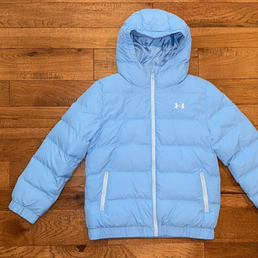 UA Under Armour Girls Prime Puffer Jacket - Size YL - Horizon Blue